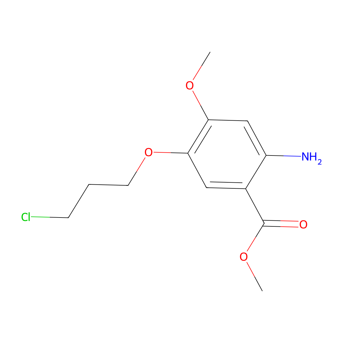 Methyl 2-amino-5-(3-chloropropoxy)-4-methoxybenzoate molecular structure, CAS 380844-26-8