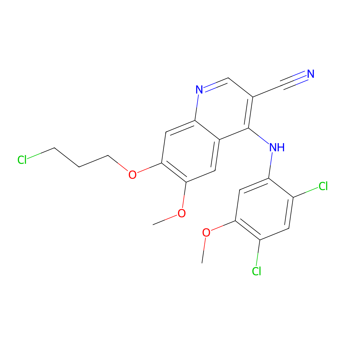 7-(3-Chloropropoxy)-4-(2,4-dichloro-5-methoxyanilino)-6-methoxyquinoline-3-carbonitrile molecular structure, CAS 380844-49-5