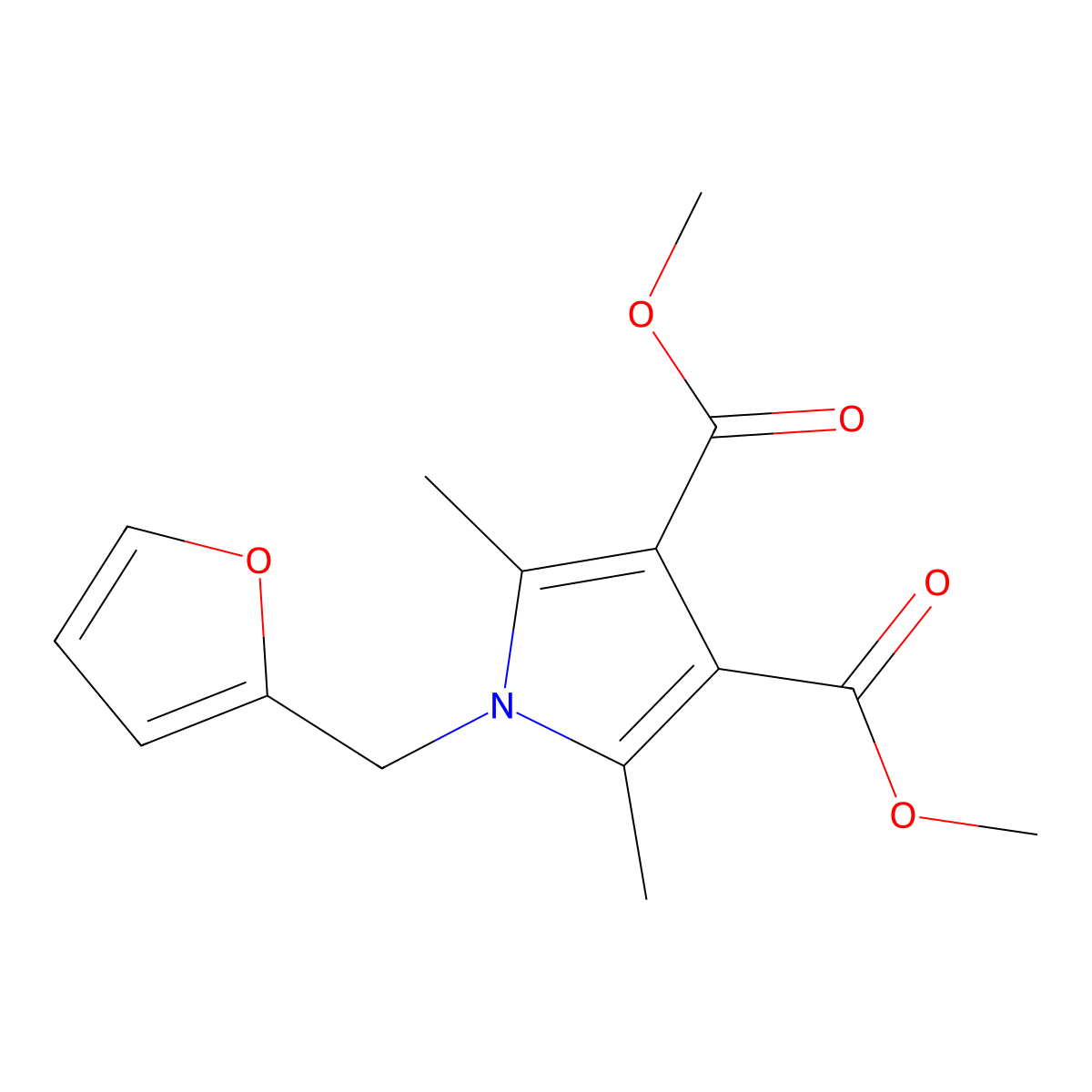 dimethyl 1-(furan-2-ylmethyl)-2,5-dimethyl-1H-pyrrole-3,4-dicarboxylate molecular structure, CAS 380864-94-8