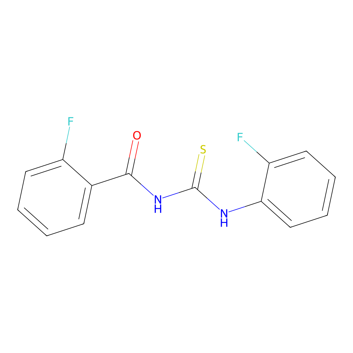 N-(2-fluorobenzoyl)-N'-(2-fluorophenyl)thiourea molecular structure, CAS 380866-40-0