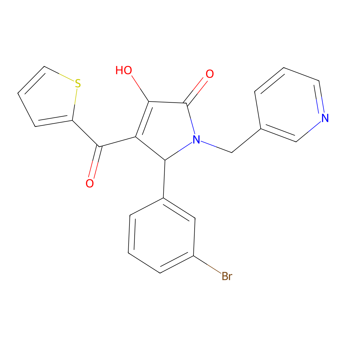 5-(3-bromophenyl)-3-hydroxy-1-(pyridin-3-ylmethyl)-4-(thiophene-2-carbonyl)-1H-pyrrol-2(5H)-one molecular structure, CAS 380866-42-2