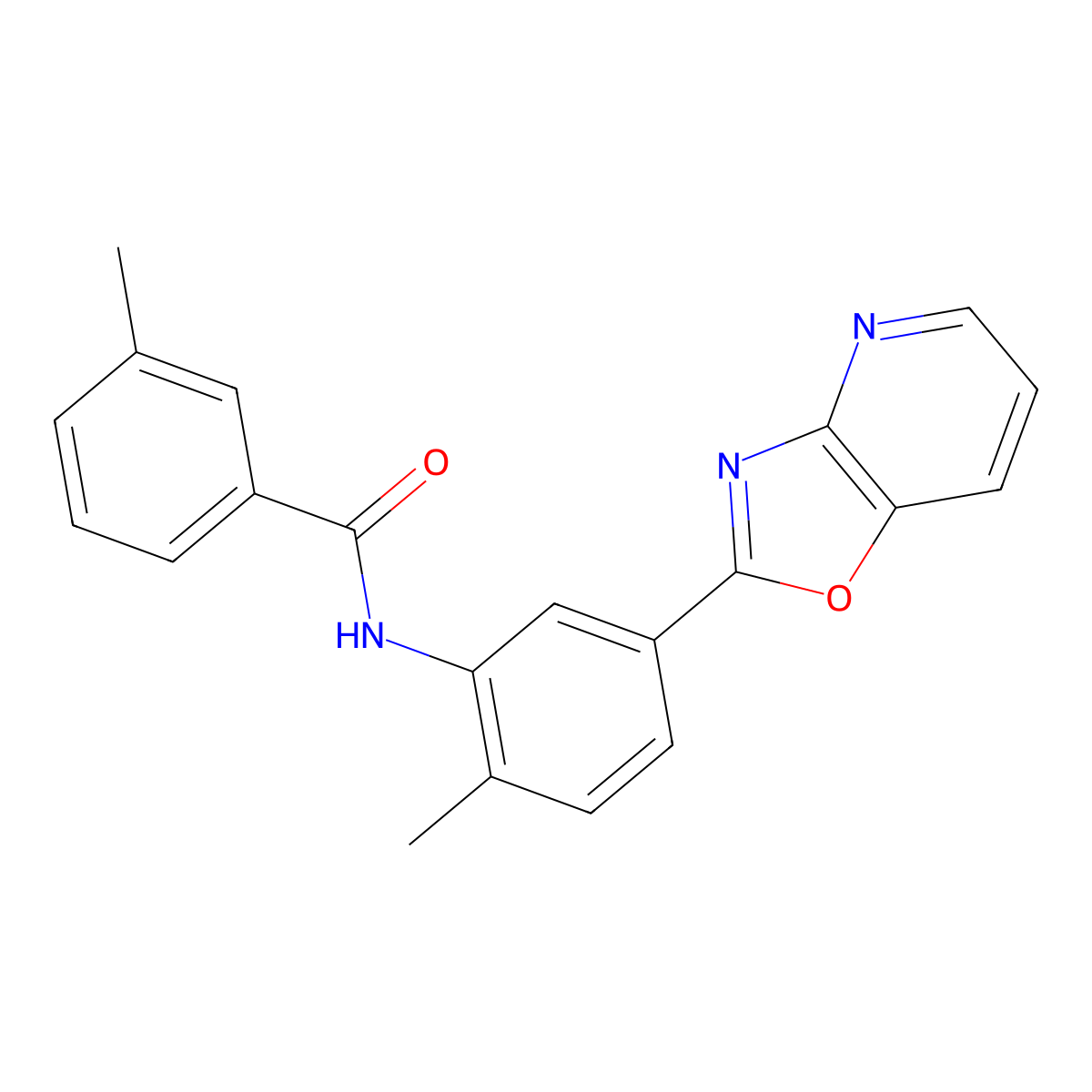 3-methyl-N-[2-methyl-5-([1,3]oxazolo[4,5-b]pyridin-2-yl)phenyl]benzamide molecular structure, CAS 380869-18-1