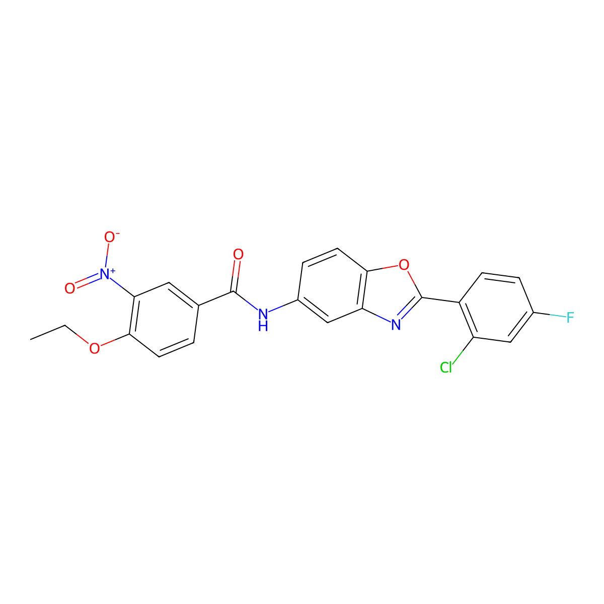 N-[2-(2-chloro-4-fluorophenyl)-1,3-benzoxazol-5-yl]-4-ethoxy-3-nitrobenzamide molecular structure, CAS 380869-72-7