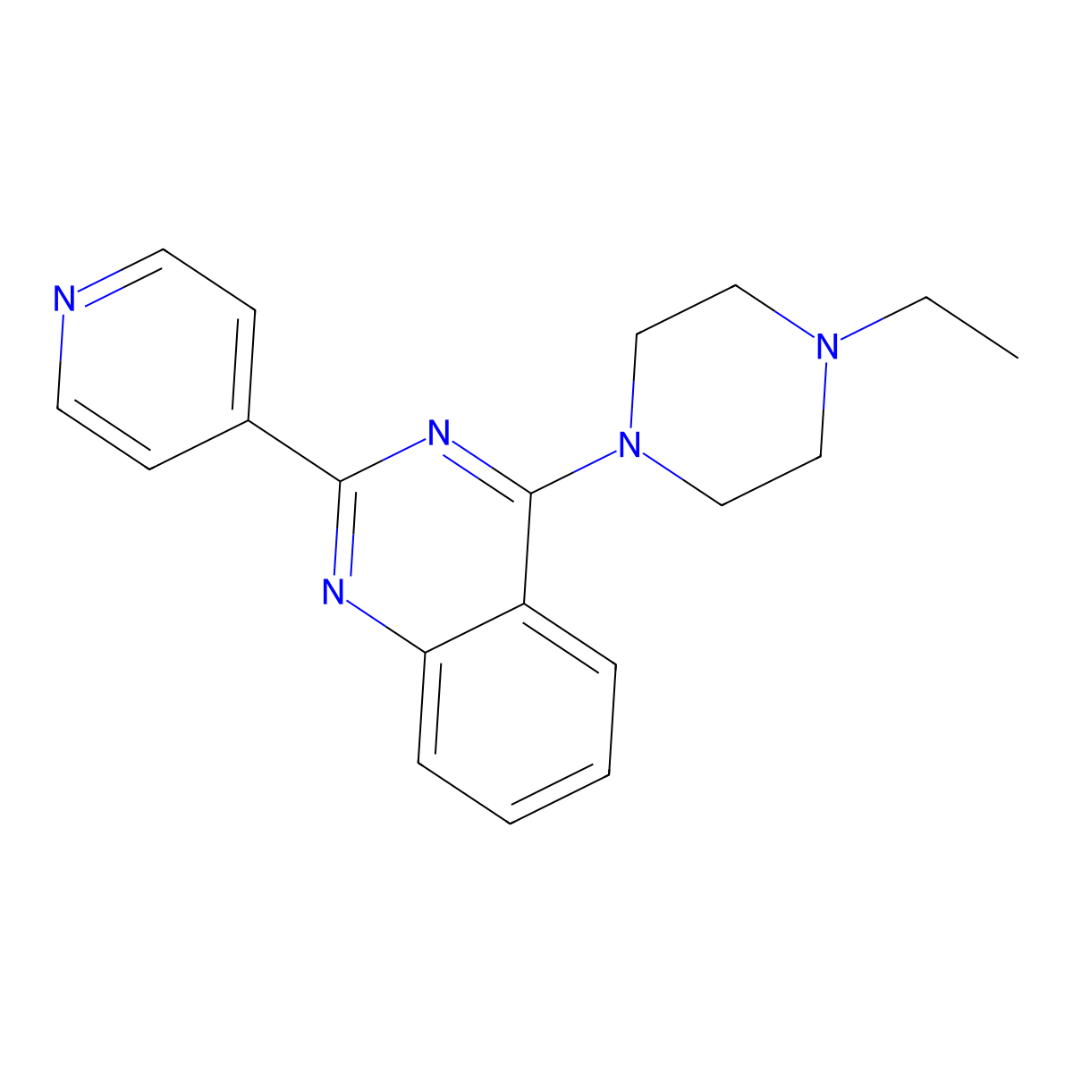 4-(4-Ethylpiperazin-1-yl)-2-(pyridin-4-yl)quinazoline molecular structure, CAS 380869-90-9