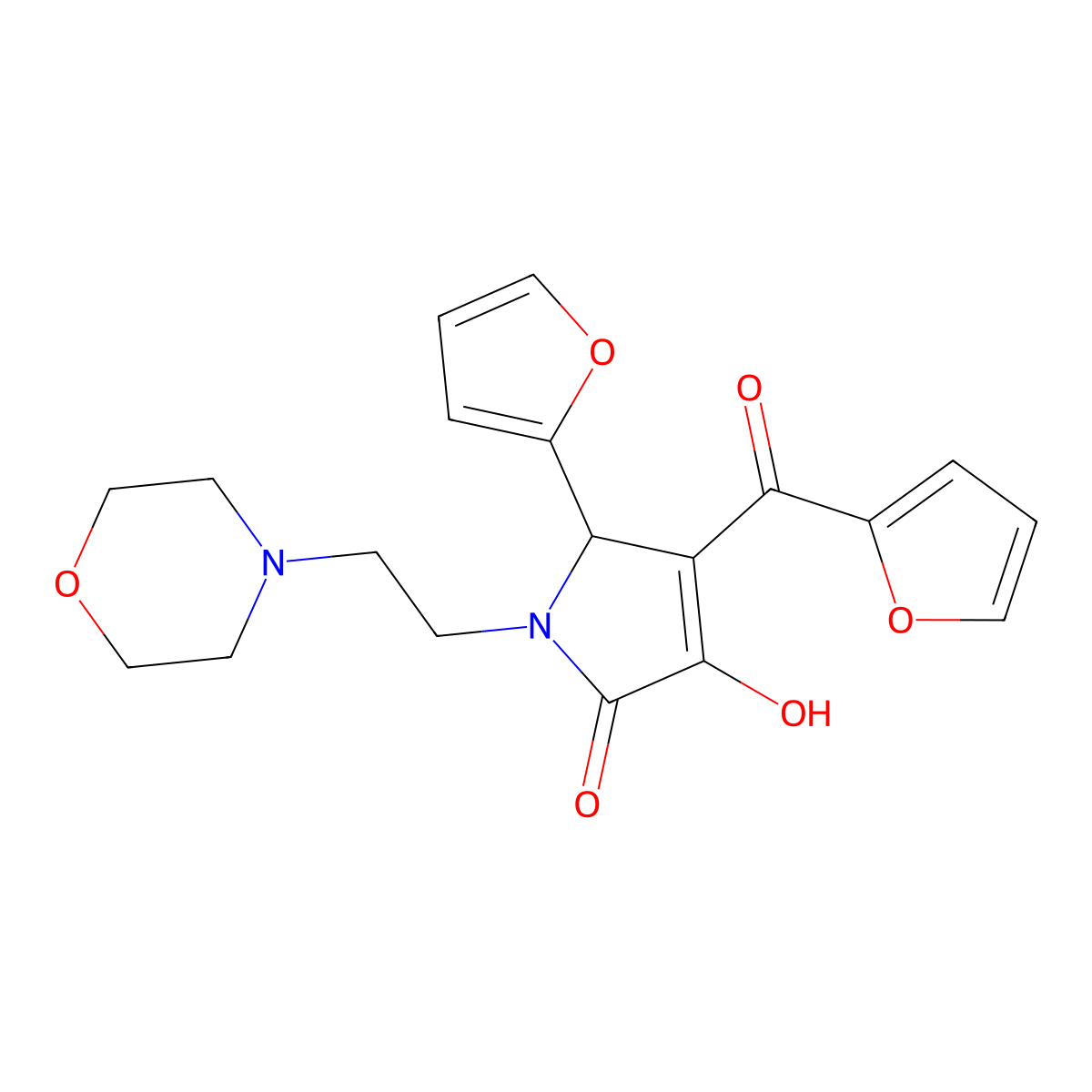 3-(furan-2-carbonyl)-2-(furan-2-yl)-4-hydroxy-1-(2-morpholin-4-ylethyl)-2H-pyrrol-5-one molecular structure, CAS 380870-17-7