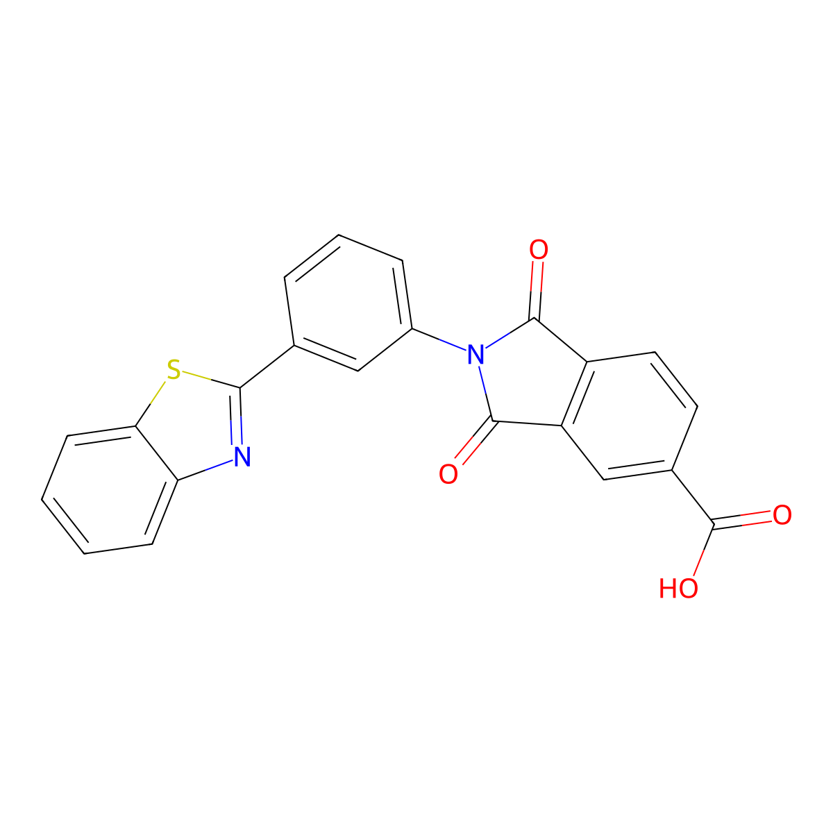 2-[3-(1,3-benzothiazol-2-yl)phenyl]-1,3-dioxo-2,3-dihydro-1H-isoindole-5-carboxylic acid molecular structure, CAS 380870-70-2