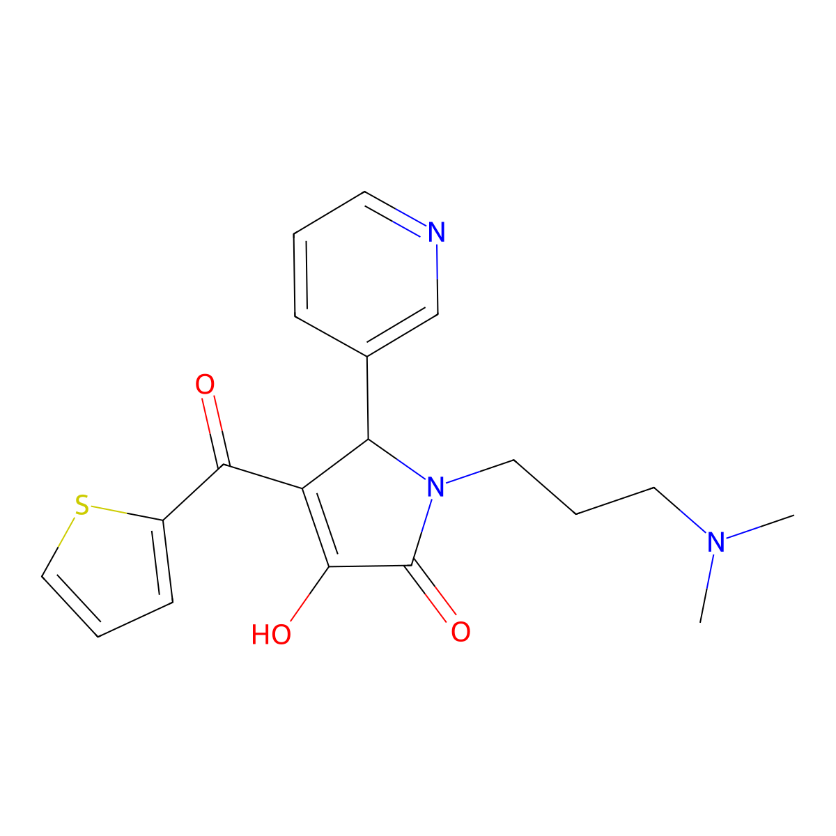 1-(3-(dimethylamino)propyl)-3-hydroxy-5-(pyridin-3-yl)-4-(thiophene-2-carbonyl)-1H-pyrrol-2(5H)-one molecular structure, CAS 380870-75-7