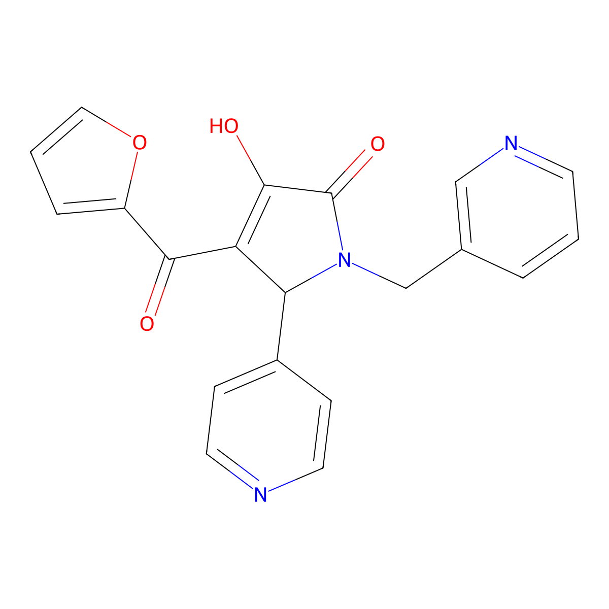 4-(furan-2-ylcarbonyl)-3-hydroxy-5-(pyridin-4-yl)-1-(pyridin-3-ylmethyl)-1,5-dihydro-2H-pyrrol-2-one molecular structure, CAS 380870-79-1