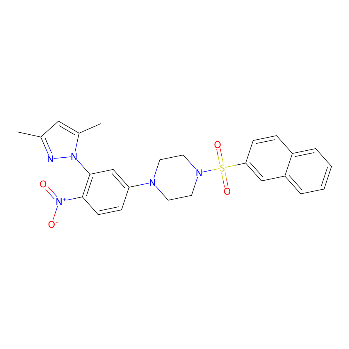 1-[3-(3,5-dimethyl-1H-pyrazol-1-yl)-4-nitrophenyl]-4-(2-naphthylsulfonyl)piperazine molecular structure, CAS 380870-93-9