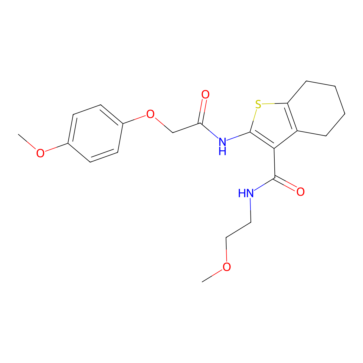 N-(2-methoxyethyl)-2-(2-(4-methoxyphenoxy)acetamido)-4,5,6,7-tetrahydrobenzo[b]thiophene-3-carboxamide molecular structure, CAS 380871-26-1