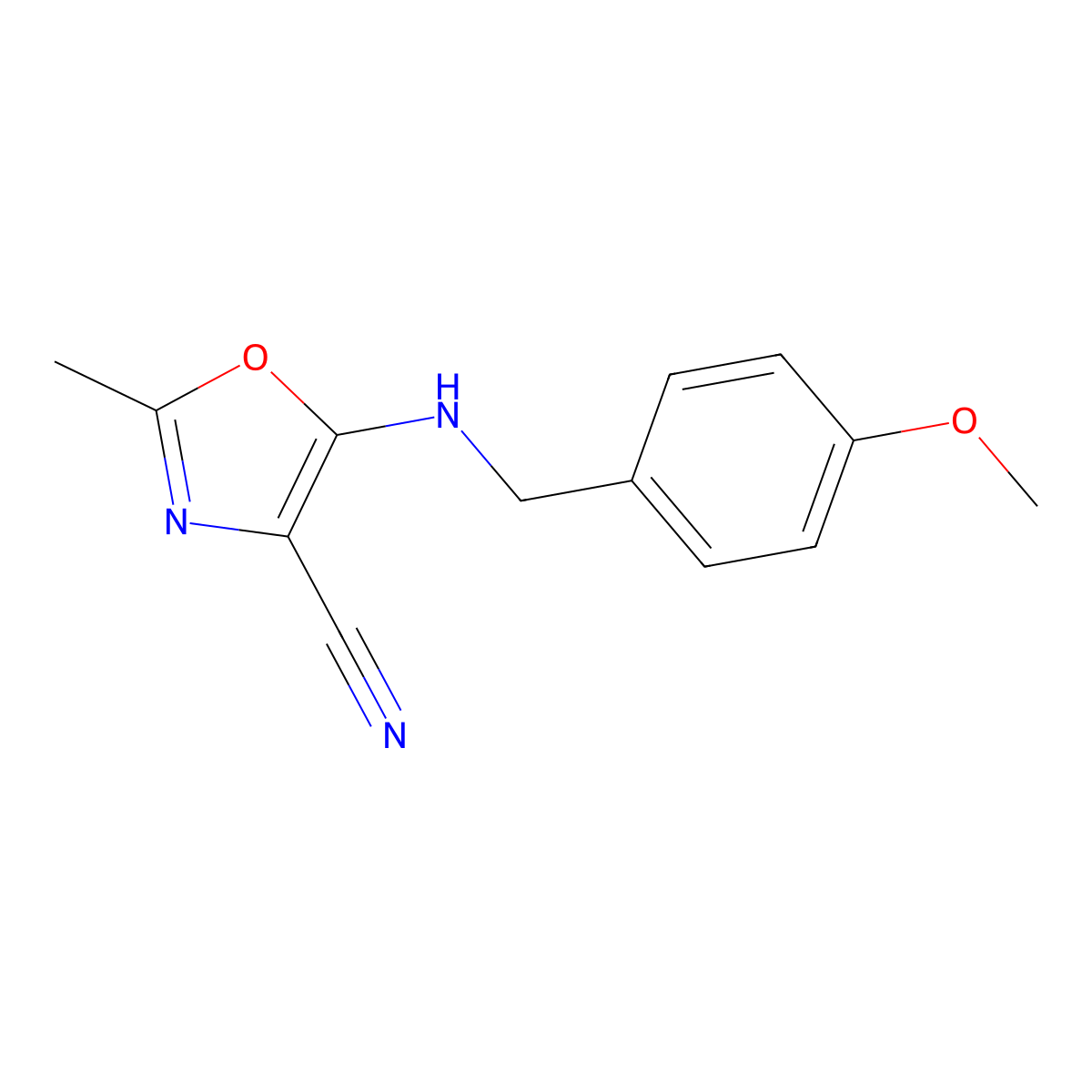 5-[(4-Methoxyphenyl)methylamino]-2-methyl-1,3-oxazole-4-carbonitrile molecular structure, CAS 380871-32-9