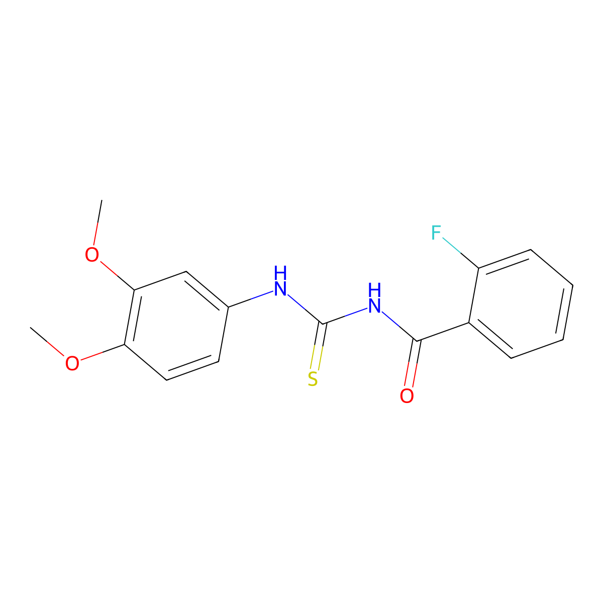 N-[(3,4-dimethoxyphenyl)carbamothioyl]-2-fluorobenzamide molecular structure, CAS 380871-51-2