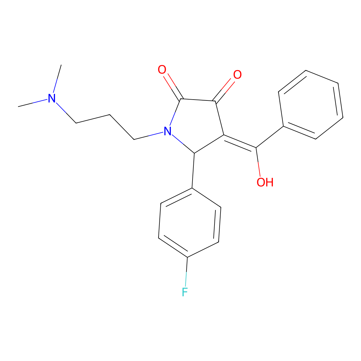 1-[3-(Dimethylamino)propyl]-5-(4-fluorophenyl)-4-[hydroxy(phenyl)methylidene]pyrrolidine-2,3-dione molecular structure, CAS 380871-60-3