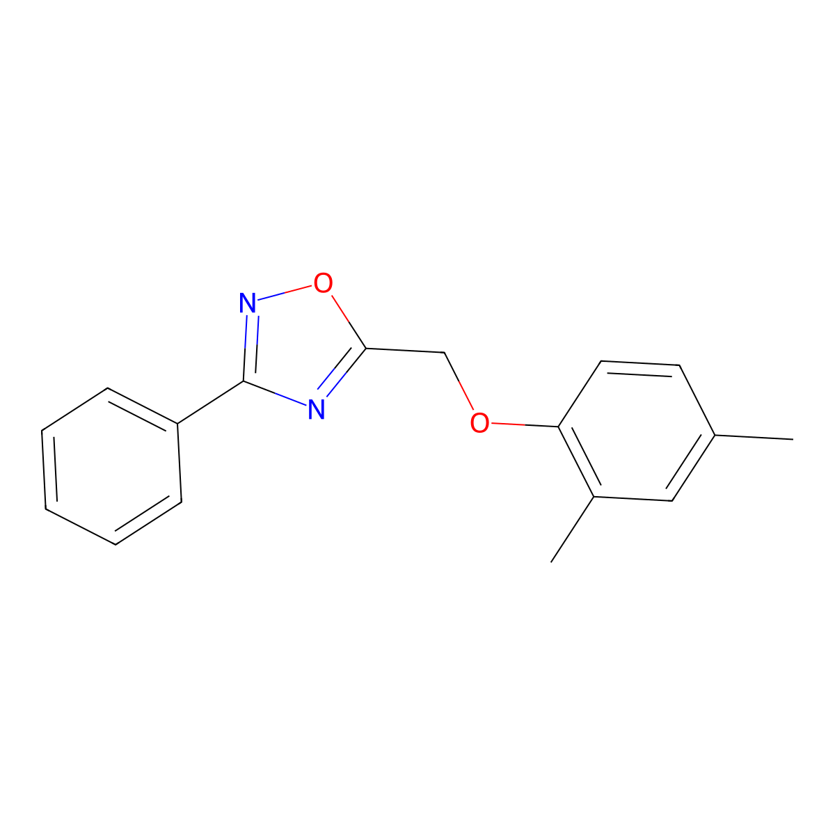 5-[(2,4-Dimethylphenoxy)methyl]-3-phenyl-1,2,4-oxadiazole molecular structure, CAS 380871-68-1