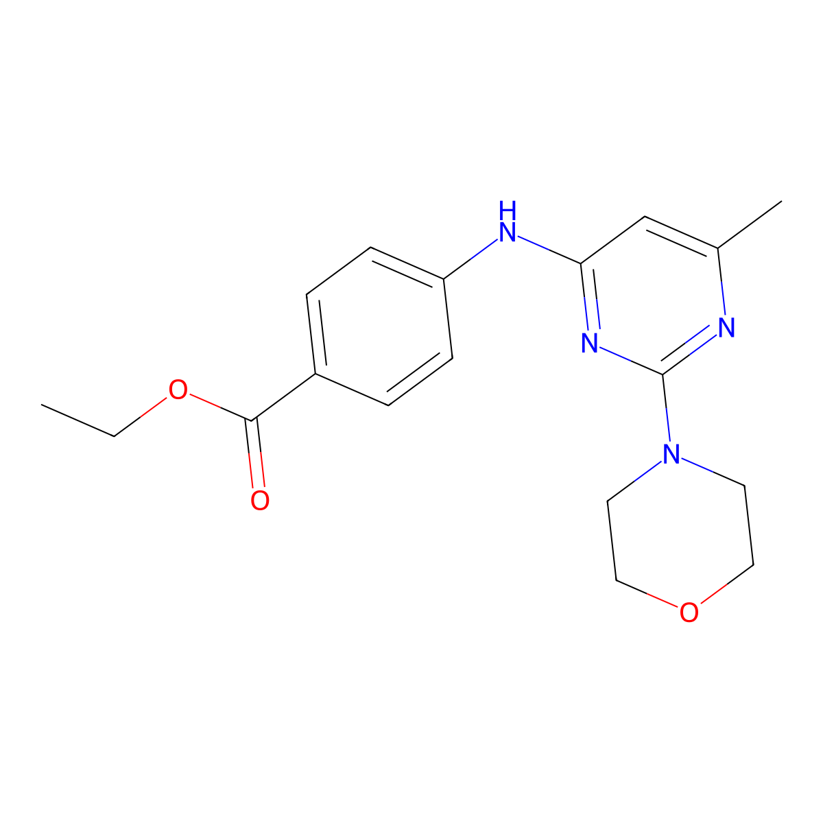 Ethyl 4-((6-methyl-2-morpholinopyrimidin-4-yl)amino)benzoate molecular structure, CAS 380871-99-8