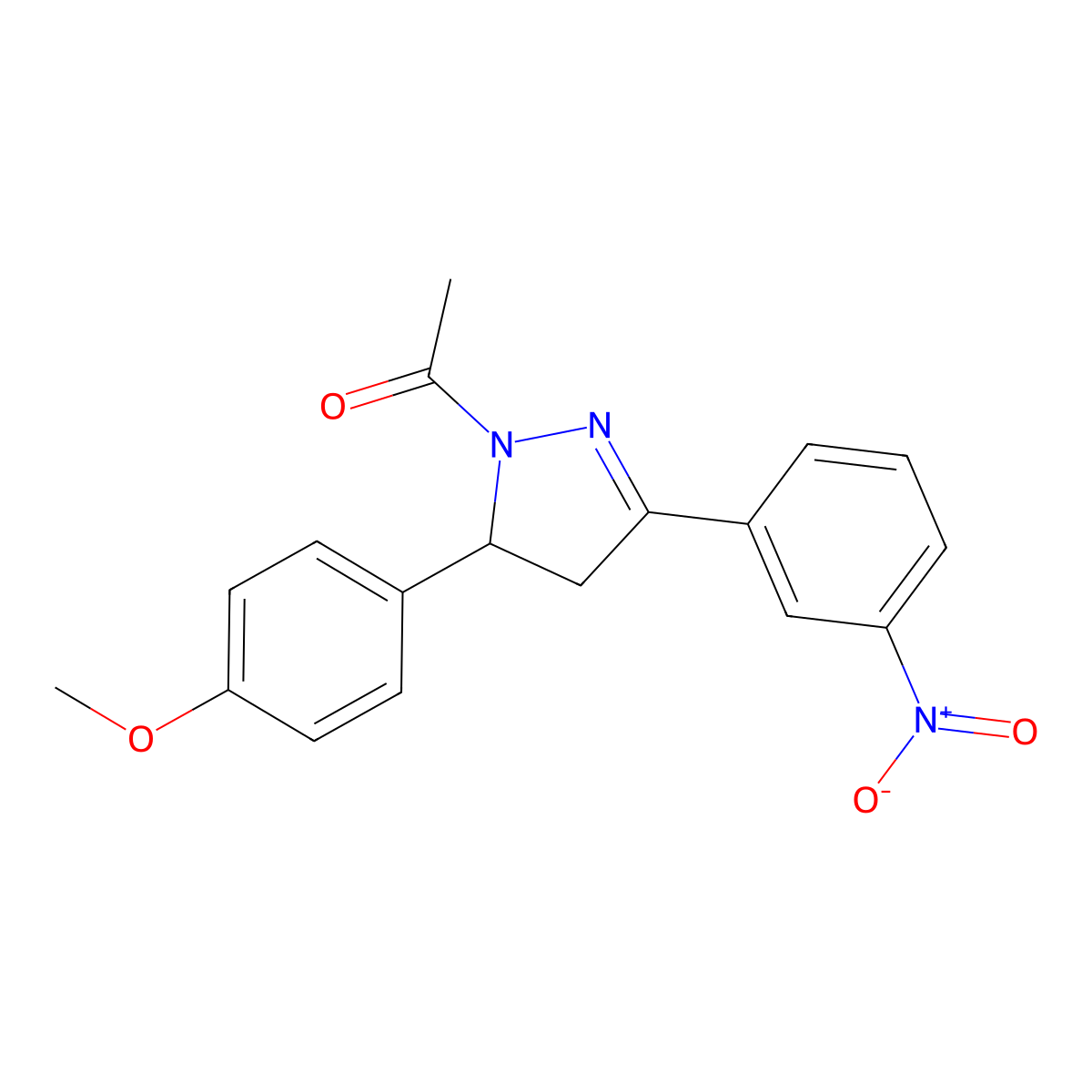 1-[3-(4-Methoxyphenyl)-5-(3-nitrophenyl)-3,4-dihydropyrazol-2-yl]ethanone molecular structure, CAS 380872-11-7