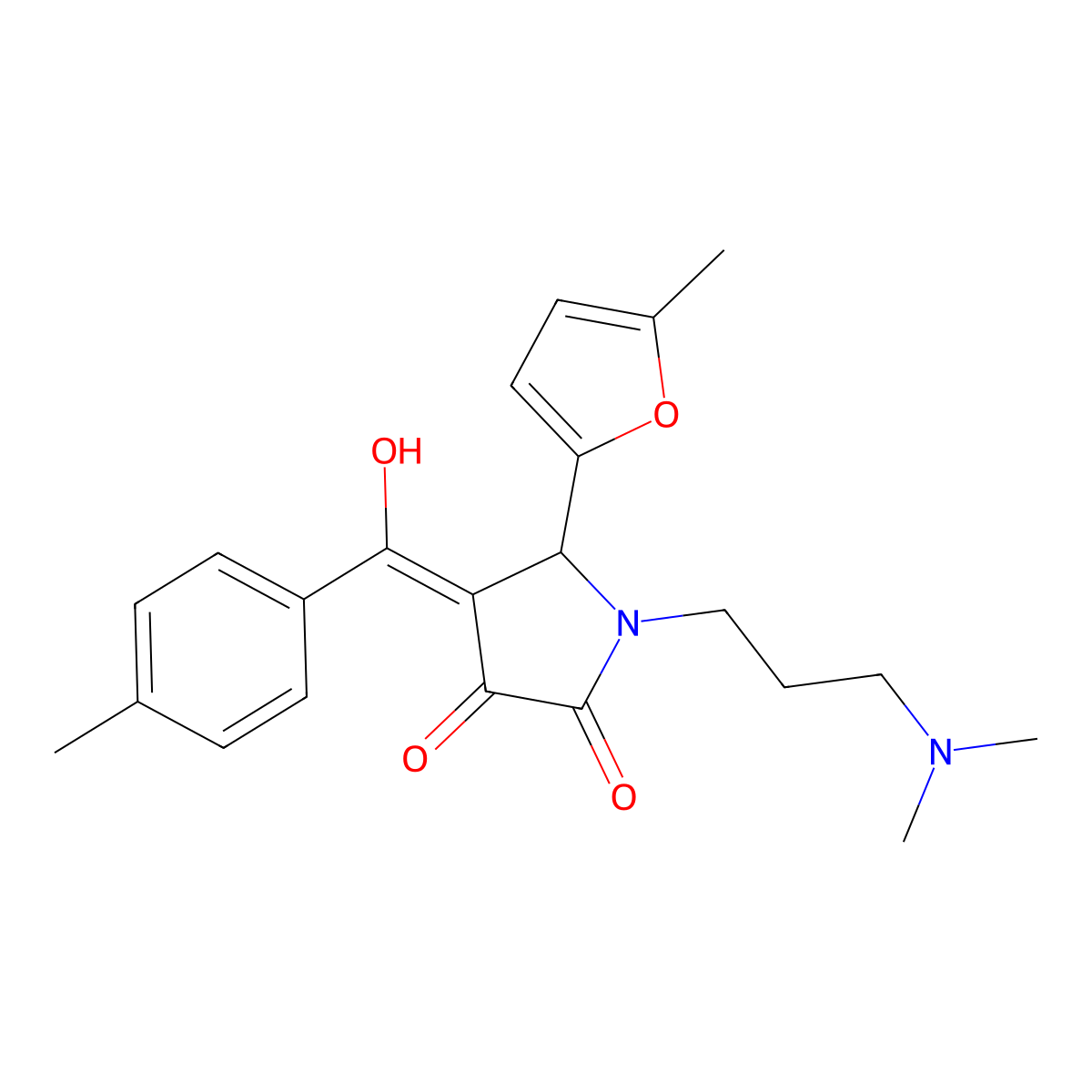1-[3-(dimethylamino)propyl]-3-hydroxy-4-(4-methylbenzoyl)-5-(5-methylfuran-2-yl)-2,5-dihydro-1H-pyrrol-2-one molecular structure, CAS 380872-21-9