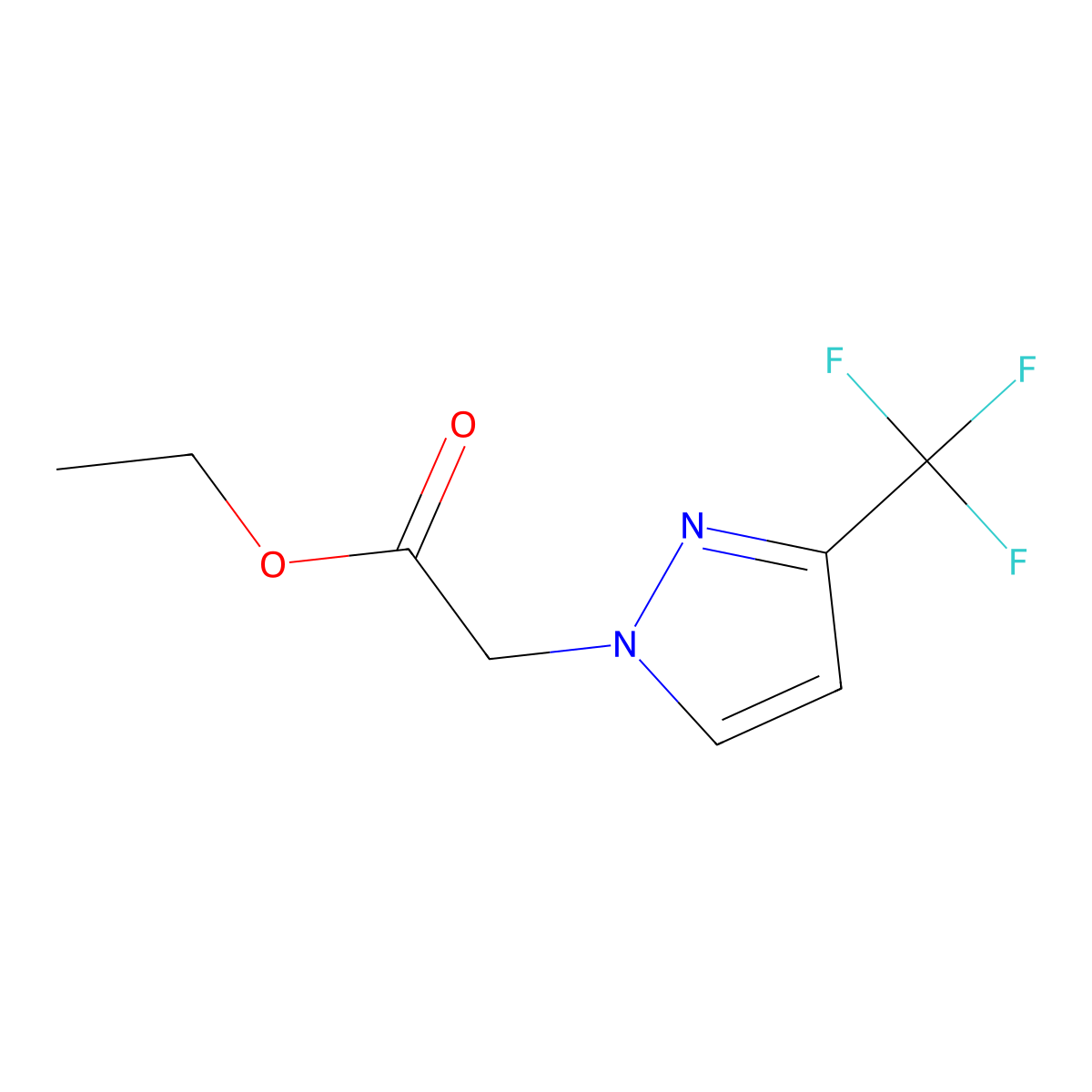 Ethyl 2-(3-(trifluoromethyl)-1H-pyrazol-1-yl)acetate molecular structure, CAS 380872-50-4
