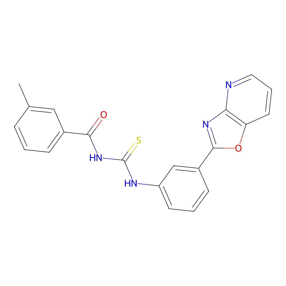 3-methyl-N-[[3-([1,3]oxazolo[4,5-b]pyridin-2-yl)phenyl]carbamothioyl]benzamide molecular structure, CAS 380872-54-8