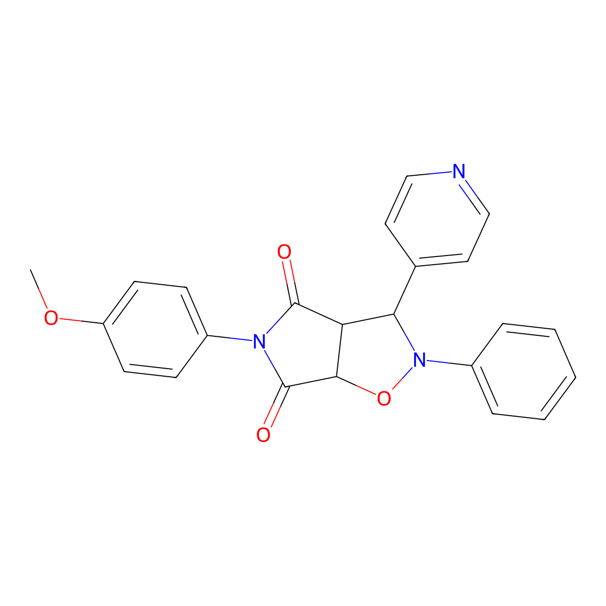 5-(4-methoxyphenyl)-2-phenyl-3-(pyridin-4-yl)dihydro-2H-pyrrolo[3,4-d]isoxazole-4,6(5H,6aH)-dione molecular structure, CAS 380872-63-9
