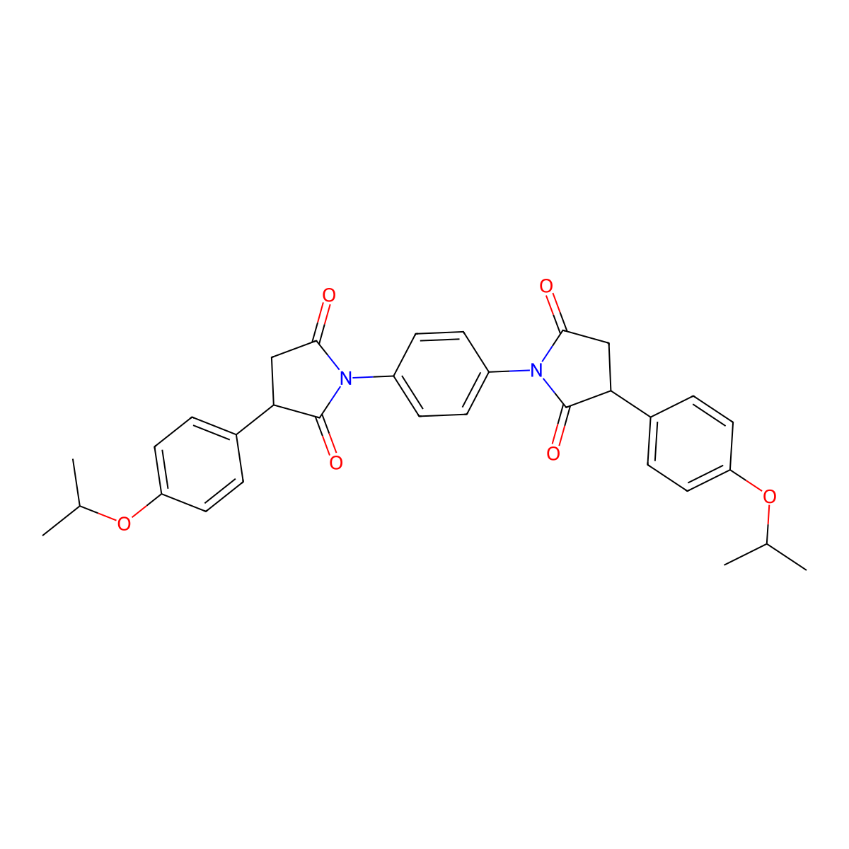 1-[4-[2,5-Dioxo-3-(4-propan-2-yloxyphenyl)pyrrolidin-1-yl]phenyl]-3-(4-propan-2-yloxyphenyl)pyrrolidine-2,5-dione molecular structure, CAS 380873-05-2