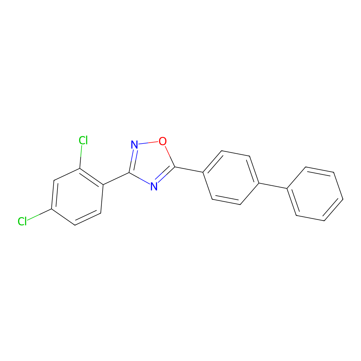 3-(2,4-Dichlorophenyl)-5-(4-phenylphenyl)-1,2,4-oxadiazole molecular structure, CAS 380873-16-5