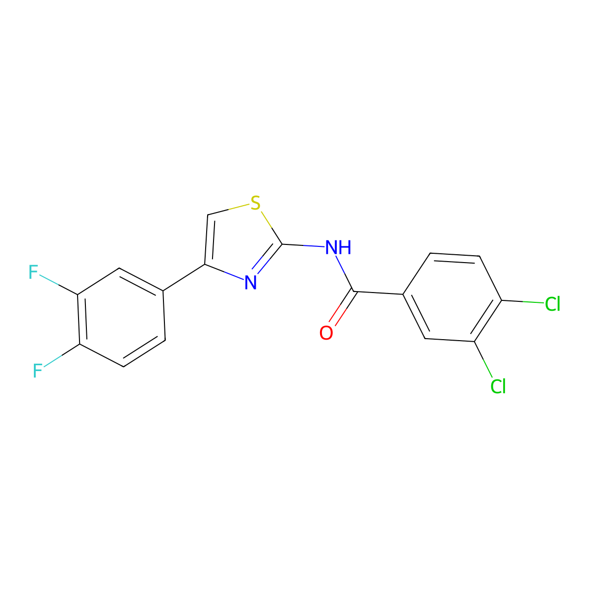 3,4-dichloro-N-[4-(3,4-difluorophenyl)-1,3-thiazol-2-yl]benzamide molecular structure, CAS 380873-24-5
