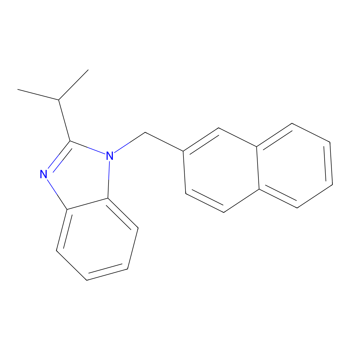 1-(Naphthalen-2-ylmethyl)-2-propan-2-ylbenzimidazole molecular structure, CAS 380873-29-0