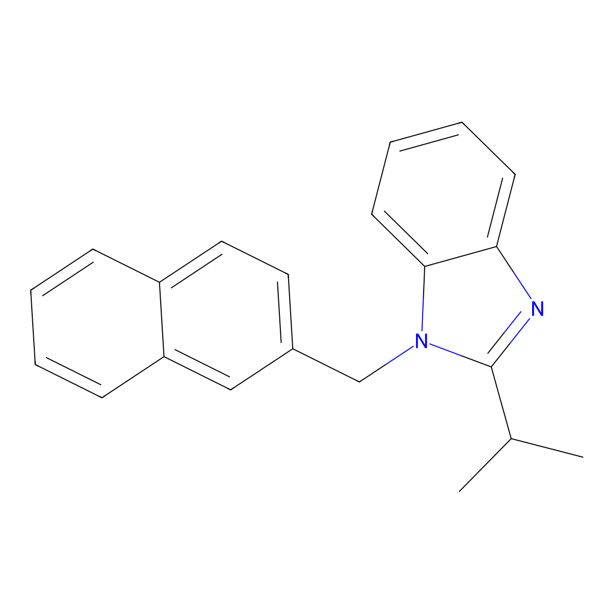 1-(Naphthalen-2-ylmethyl)-2-propan-2-ylbenzimidazole molecular structure, CAS 380873-29-0