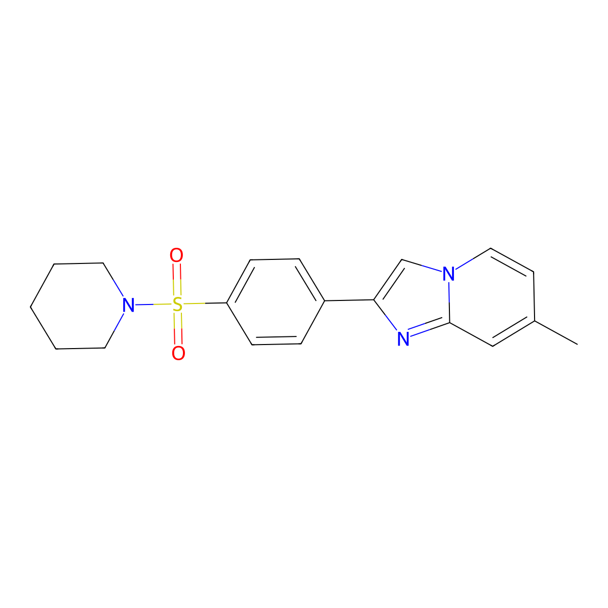 7-Methyl-2-(4-piperidin-1-ylsulfonylphenyl)imidazo[1,2-a]pyridine molecular structure, CAS 380873-33-6
