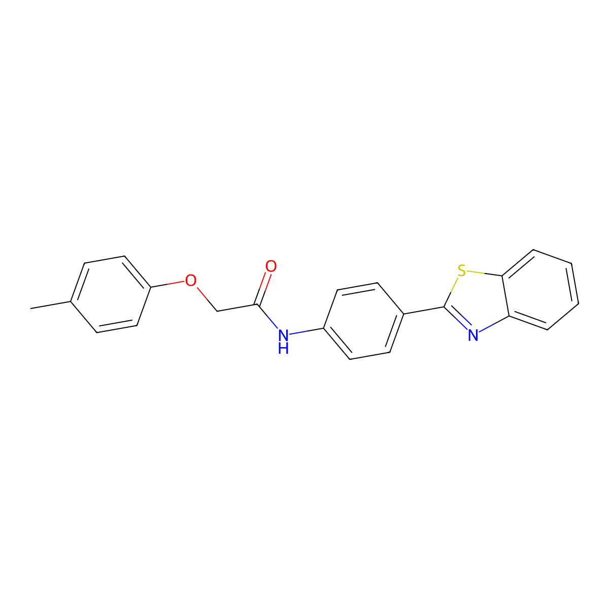 N-[4-(1,3-benzothiazol-2-yl)phenyl]-2-(4-methylphenoxy)acetamide molecular structure, CAS 380873-37-0