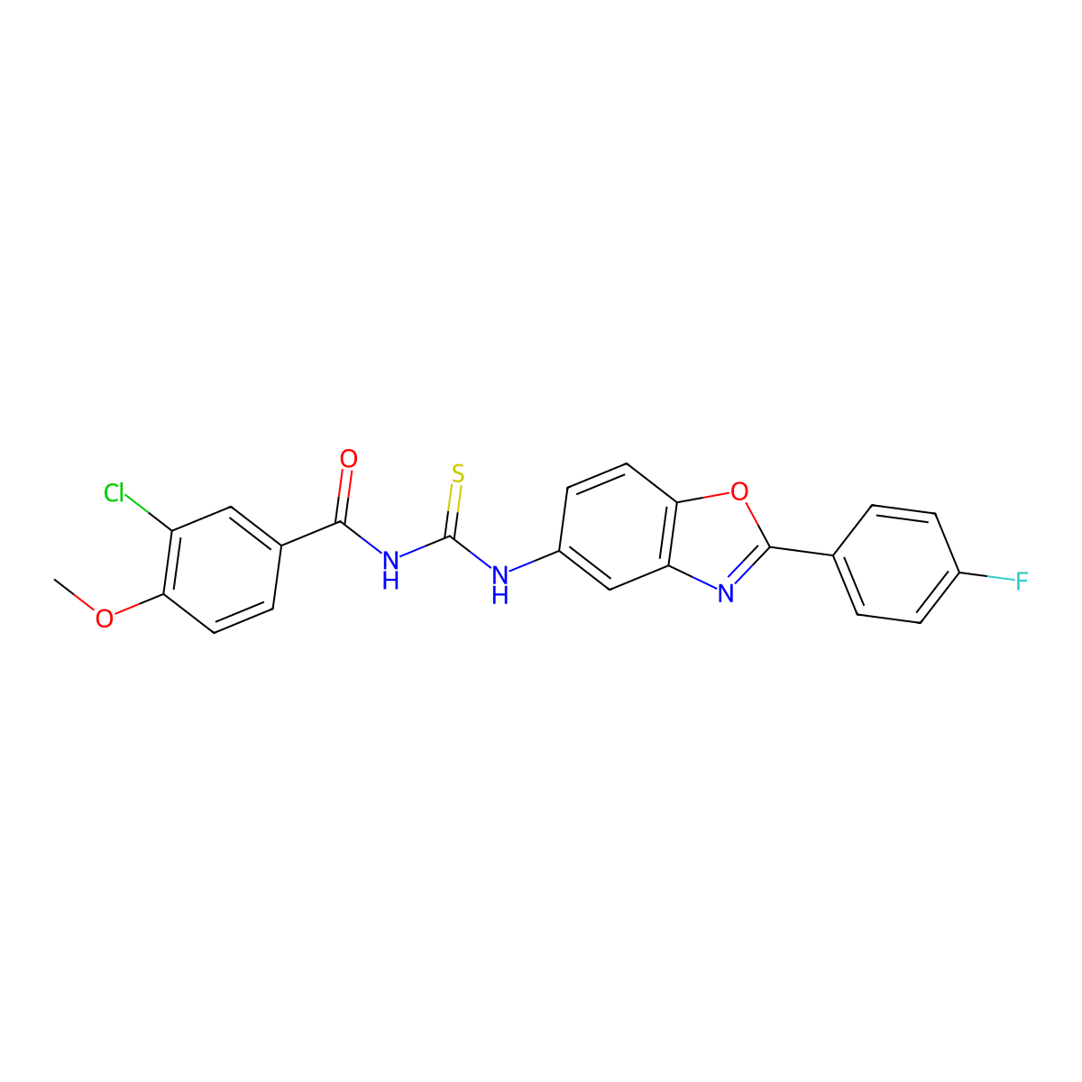 3-chloro-N-[[2-(4-fluorophenyl)-1,3-benzoxazol-5-yl]carbamothioyl]-4-methoxybenzamide molecular structure, CAS 380873-52-9