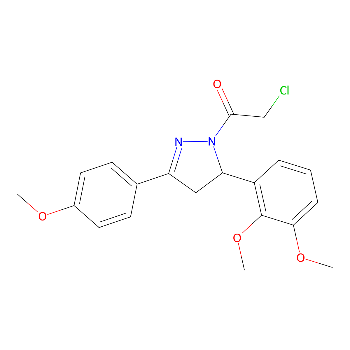 2-chloro-1-[5-(2,3-dimethoxyphenyl)-3-(4-methoxyphenyl)-4,5-dihydro-1H-pyrazol-1-yl]ethanone molecular structure, CAS 380874-71-5