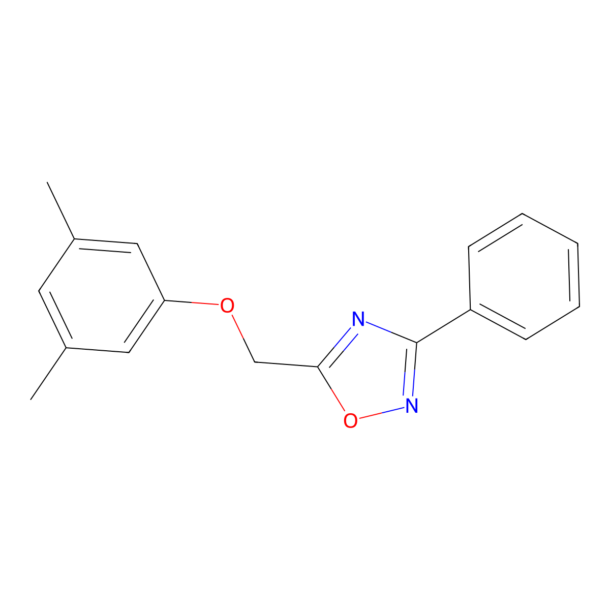 5-[(3,5-Dimethylphenoxy)methyl]-3-phenyl-1,2,4-oxadiazole molecular structure, CAS 380874-81-7