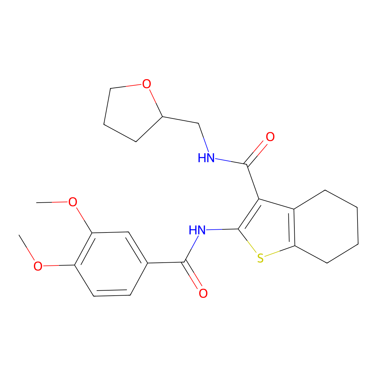 2-(3,4-dimethoxybenzamido)-N-((tetrahydrofuran-2-yl)methyl)-4,5,6,7-tetrahydrobenzo[b]thiophene-3-carboxamide molecular structure, CAS 380875-00-3