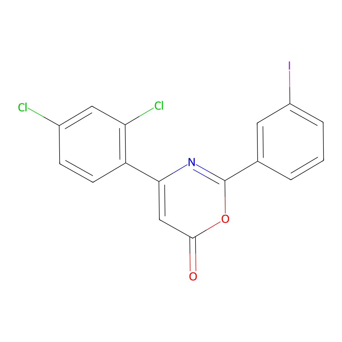 4-(2,4-Dichlorophenyl)-2-(3-iodophenyl)-1,3-oxazin-6-one molecular structure, CAS 380875-11-6