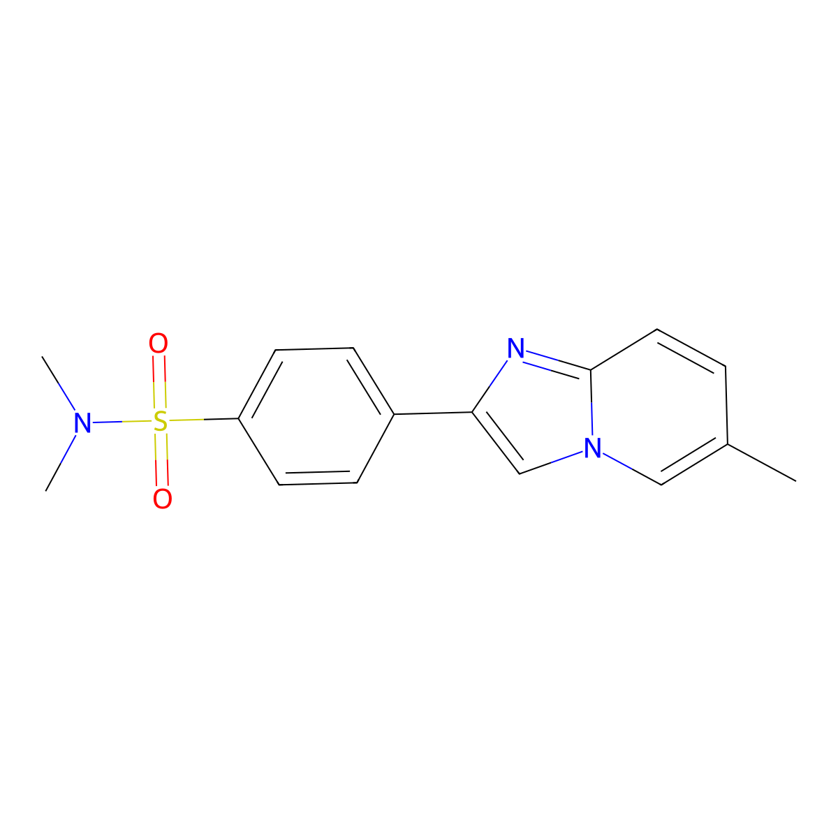 N,N-dimethyl-4-(6-methylimidazo[1,2-a]pyridin-2-yl)benzenesulfonamide molecular structure, CAS 380875-29-6