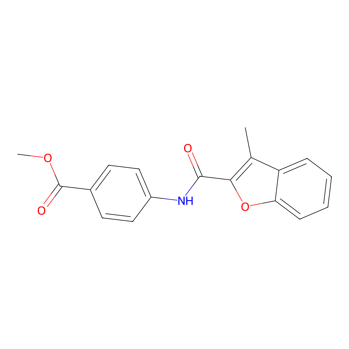 Methyl 4-[(3-methyl-1-benzofuran-2-carbonyl)amino]benzoate molecular structure, CAS 380875-34-3