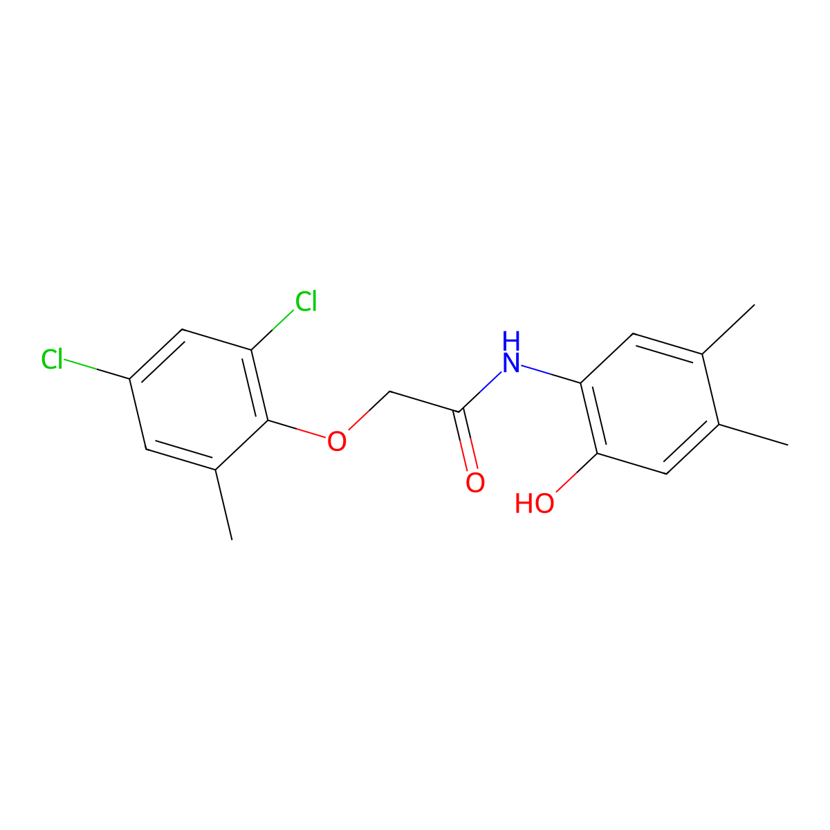 2-(2,4-dichloro-6-methylphenoxy)-N-(2-hydroxy-4,5-dimethylphenyl)acetamide molecular structure, CAS 380875-78-5
