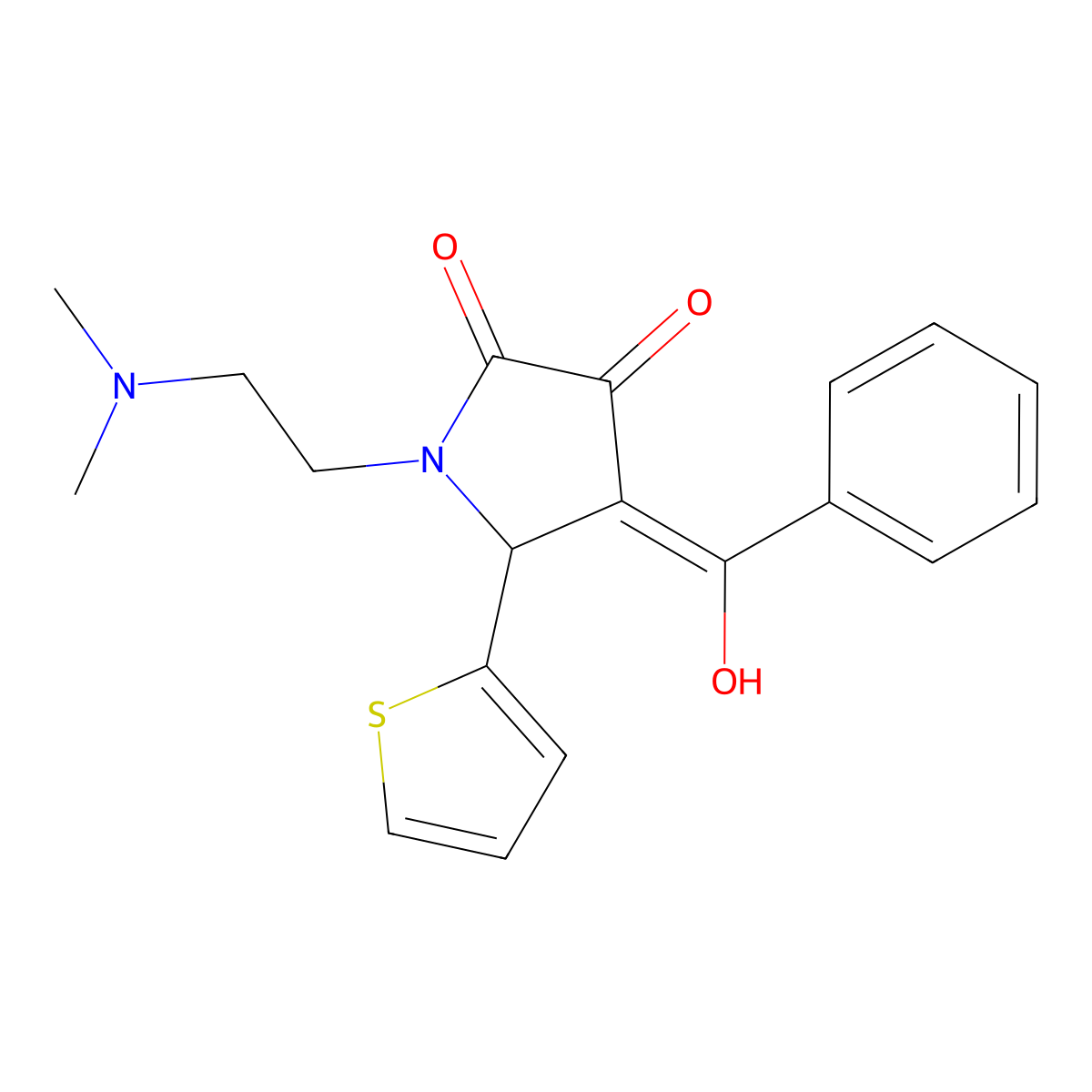 4-benzoyl-1-[2-(dimethylamino)ethyl]-3-hydroxy-5-(thiophen-2-yl)-2,5-dihydro-1H-pyrrol-2-one molecular structure, CAS 380875-81-0