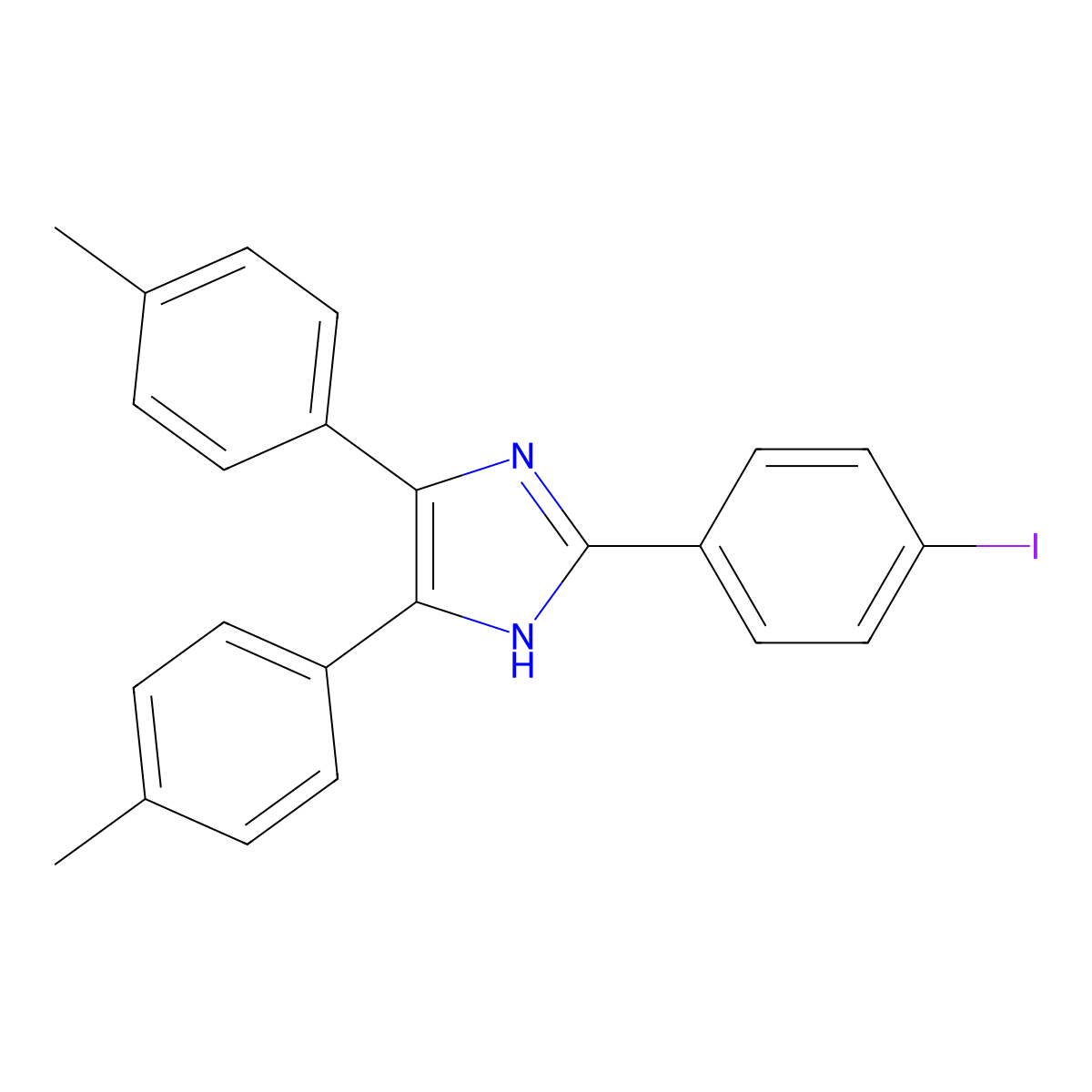 2-(4-iodophenyl)-4,5-bis(4-methylphenyl)-1H-imidazole molecular structure, CAS 380875-88-7
