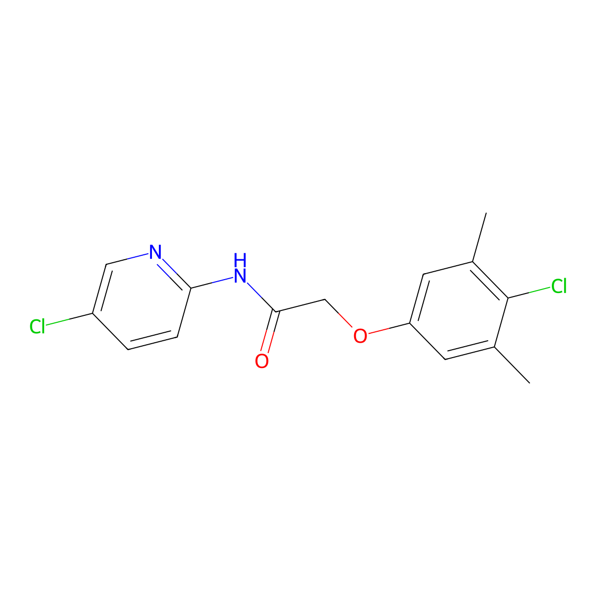 2-(4-chloro-3,5-dimethylphenoxy)-N-(5-chloropyridin-2-yl)acetamide molecular structure, CAS 380876-56-2