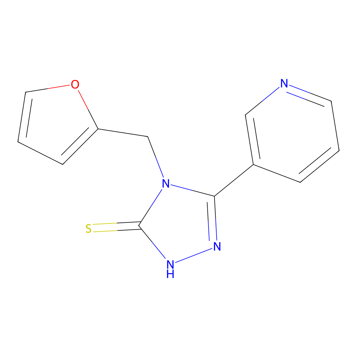 4-(furan-2-ylmethyl)-5-(pyridin-3-yl)-4H-1,2,4-triazole-3-thiol molecular structure, CAS 380876-80-2