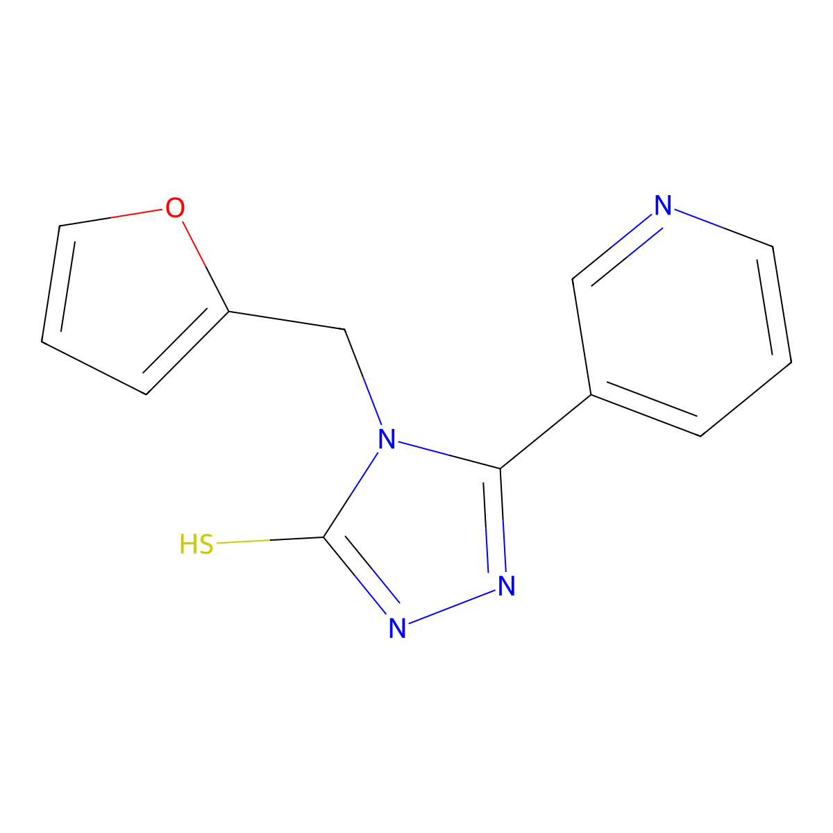 4-(furan-2-ylmethyl)-5-(pyridin-3-yl)-4H-1,2,4-triazole-3-thiol molecular structure, CAS 380876-80-2