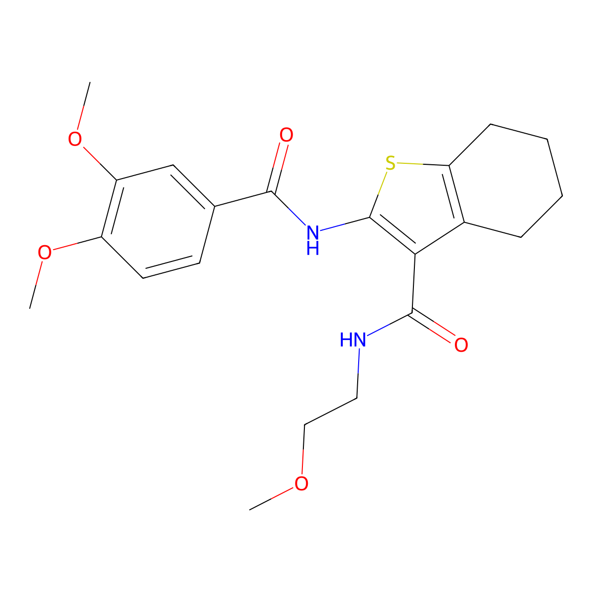2-(3,4-dimethoxybenzamido)-N-(2-methoxyethyl)-4,5,6,7-tetrahydro-1-benzothiophene-3-carboxamide molecular structure, CAS 380877-27-0