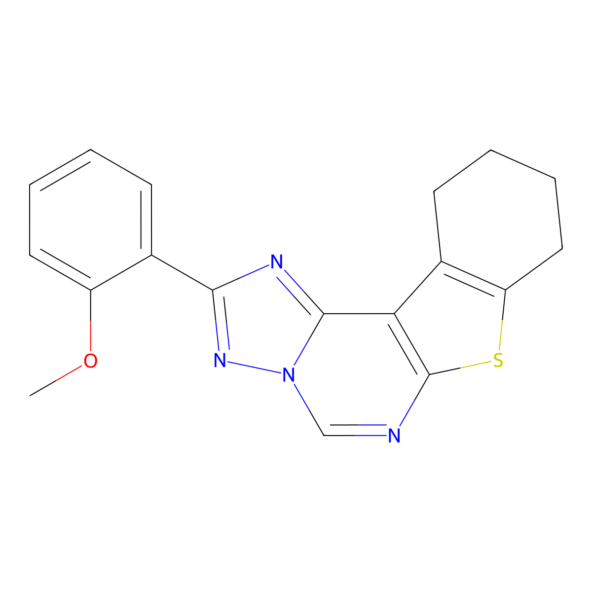 2-(2-Methoxyphenyl)-8,9,10,11-tetrahydro[1]benzothieno[3,2-e][1,2,4]triazolo[1,5-c]pyrimidine molecular structure, CAS 380877-57-6