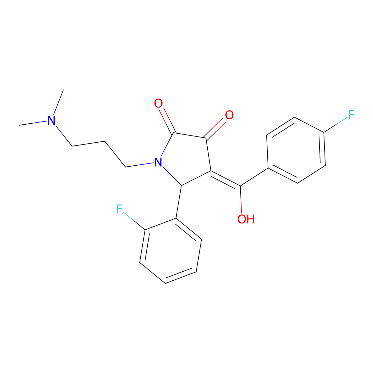 1-[3-(Dimethylamino)propyl]-5-(2-fluorophenyl)-4-[(4-fluorophenyl)-hydroxymethylidene]pyrrolidine-2,3-dione molecular structure, CAS 380877-82-7