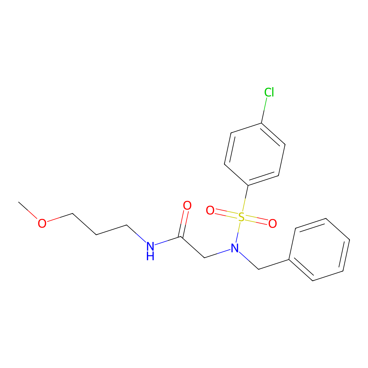 2-[benzyl-(4-chlorophenyl)sulfonylamino]-N-(3-methoxypropyl)acetamide molecular structure, CAS 380878-20-6