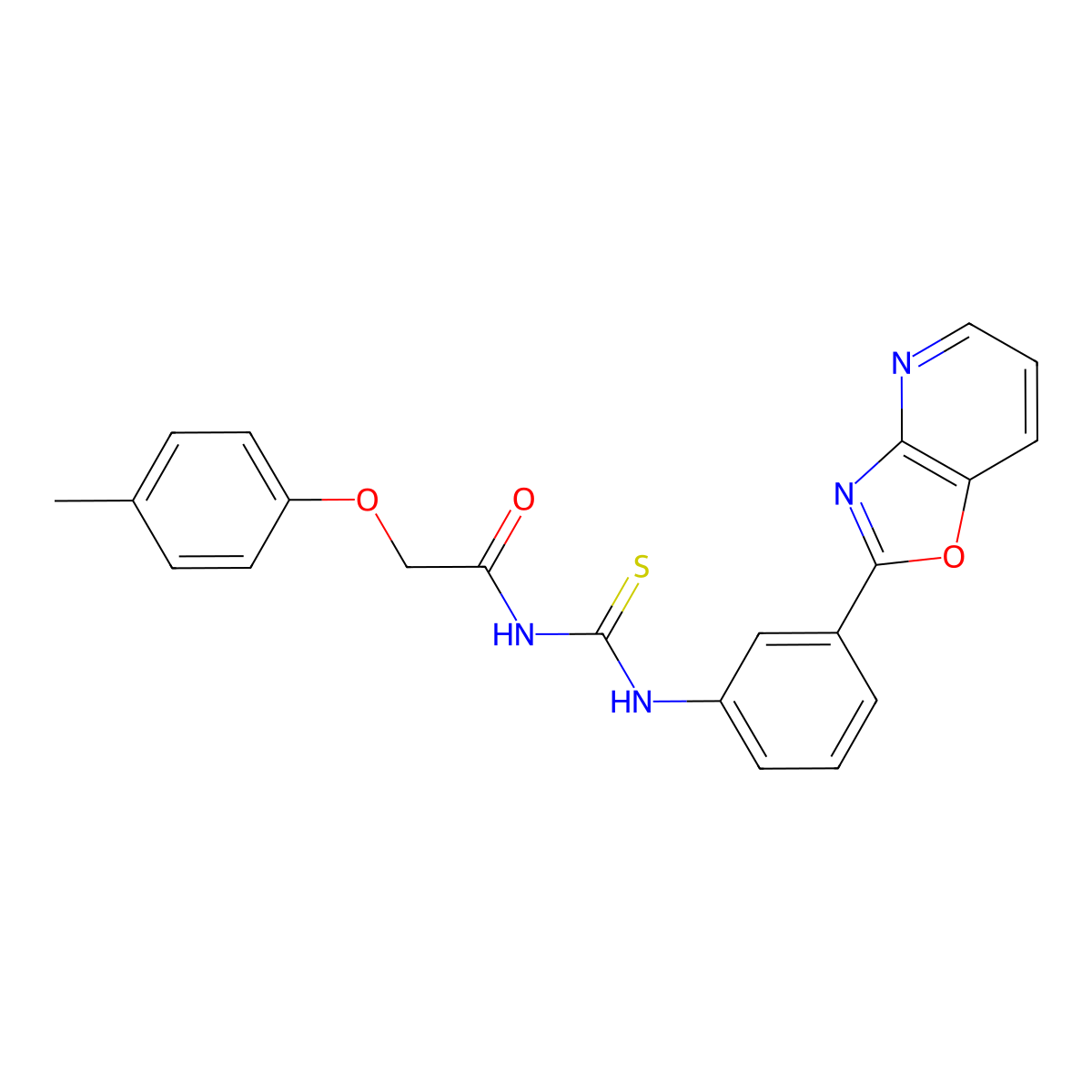 2-(4-methylphenoxy)-N-[[3-([1,3]oxazolo[4,5-b]pyridin-2-yl)phenyl]carbamothioyl]acetamide molecular structure, CAS 380878-21-7
