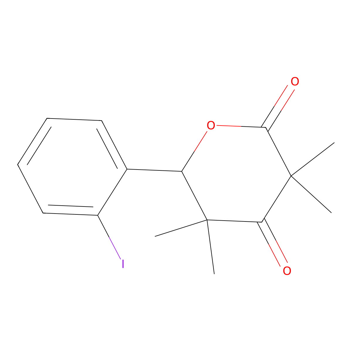 6-(2-Iodophenyl)-3,3,5,5-tetramethyldihydro-2H-pyran-2,4(3H)-dione molecular structure, CAS 380878-36-4